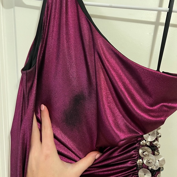 Robert Rodriguez Purple Metallic One Shoulder Gown Size 4 - Picture 16 of 16